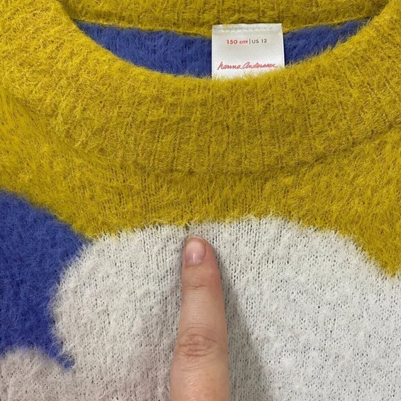 Hanna Andersson Fable Sweater Fuzzy Cloud Print Super Soft Size 150cm US 12 - Picture 2 of 4